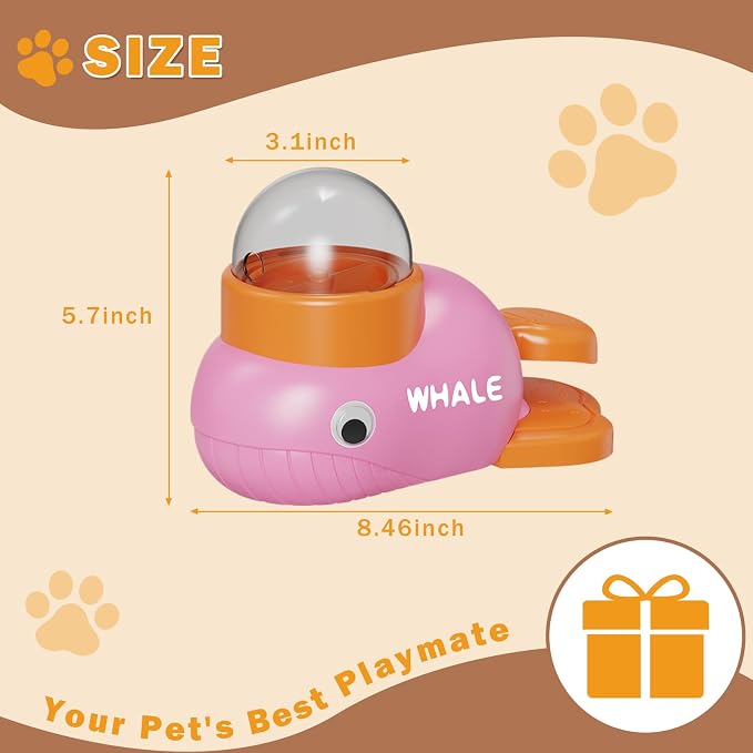 Whale-Shaped Dog Treat Dispenser - Interactive Dog Toys for Mental Stimulation, Slow Feeder Puzzle Toy for Small Medium Dogs & Cats, IQ Training Food Dispenser to Reduce Bloating & Boredom（Pink） - Image 7