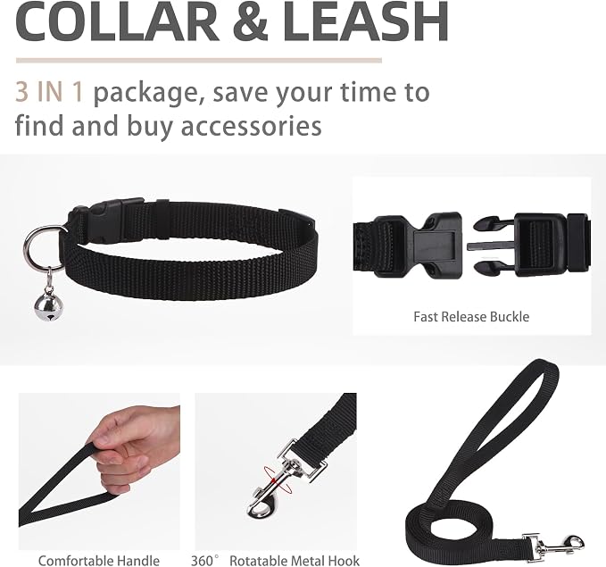 PUPTECK Dog Harness, Collar and Leash Set No Pull for Small Medium Sized | Soft Mesh Puppy Step-in Escape Proof Reflective No Choke Pet Cat Adjustable Walking Vest - Image 4