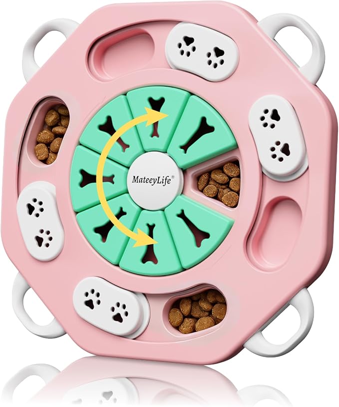 Dog Puzzle Toy for Smart Dogs, Interactive Dog Enrichment Toys,Level1(Pink) | For Small, Medium Dogs and Cats, Treat Dispensing, Mental Stimulation, to Keep Them Busy, Slow Feeder, IQ Training, Anti-slip by MateeyLife