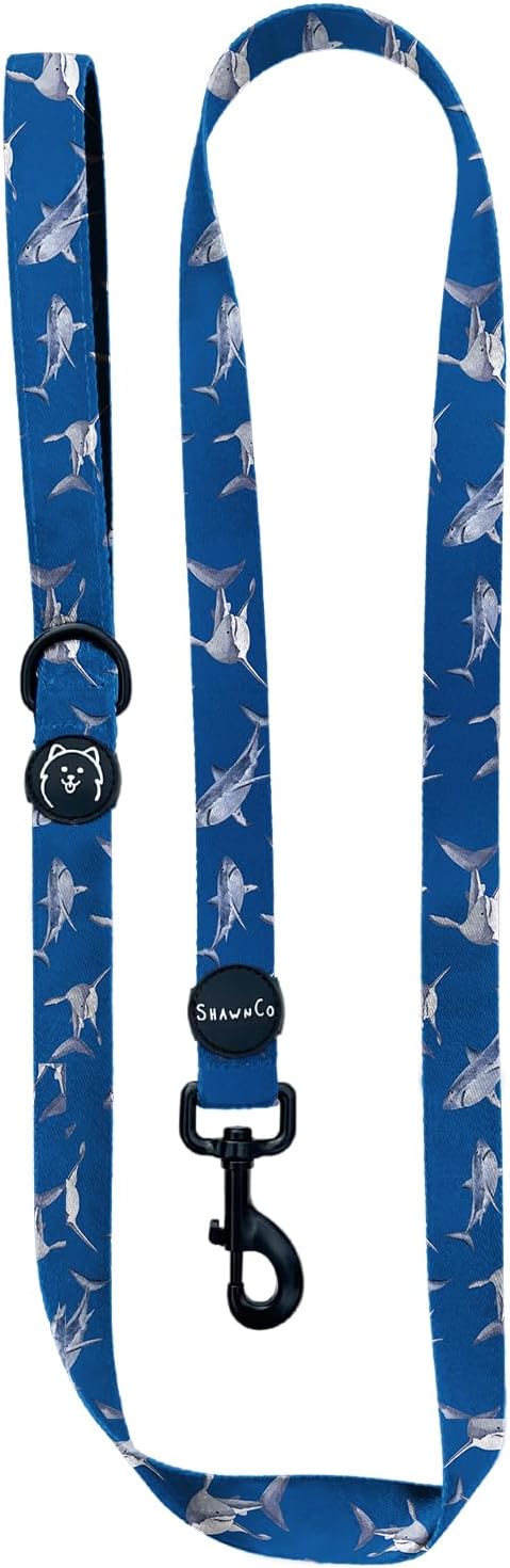 ShawnCo Dream Walk Dog Leash (White Sharks,Medium/Large) | Soft Neoprene Handle, Premium, Durable, Nylon Pet Leash for Small, Medium and Large Dogs, For Everyday Walks and Training by SHAWNCO