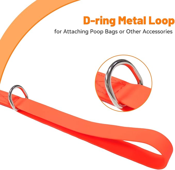 Waterproof Dog Leash, 5/6 FT Durable Odor-Proof Dog Leashes with Strong Metal Hooks Fits Small Medium or Large Dogs (Orange, 6FT - 1 inch Width) - Image 3