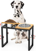 Dog Bowls Elevated, 4 Height (9.6" to15) & Angle (0-20°) Adjustable Raised Dog Bowl Stand, Elevated Dogs Bowl for Medium to Large Sized, Bamboo Feeding Station with 2X 10cups Stainless Steel Dishes by LIDTOP
