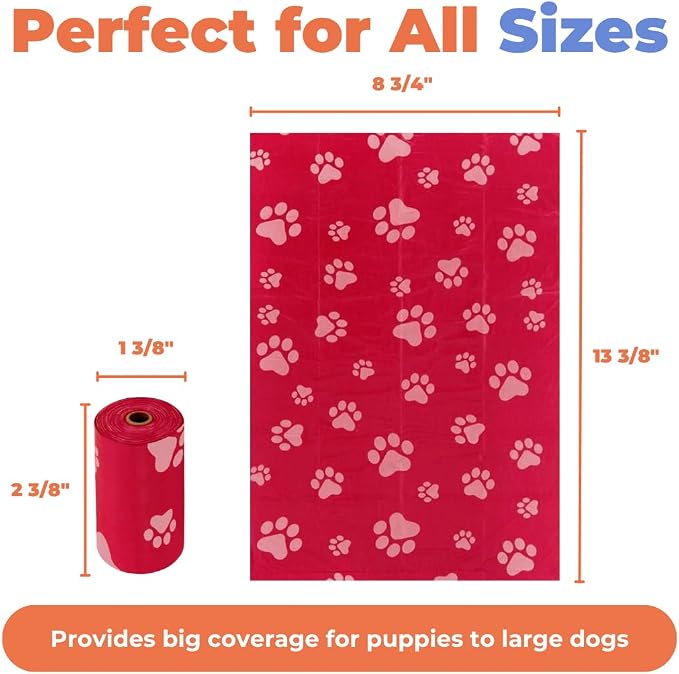 Best Pet Supplies Poop Bags for Dogs - Red, 240 Count | Scented, Leak-proof, Easy-Tear perforations, 15 Thick Bags per roll, Outdoor Walking & Travel, Fits Standard Holders - Image 5