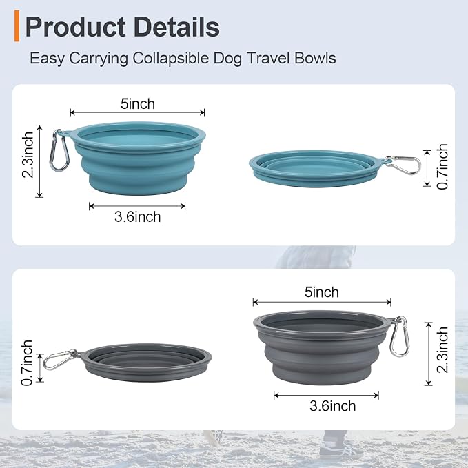 Kytely Collapsible Dog Bowls for Travel, 2Pack Dog Portable Water Bowl, Foldable Pet Food Bowl with Clasp, Pet Cat Feeding Cup Dish for Traveling, Walking, Hiking - Image 7