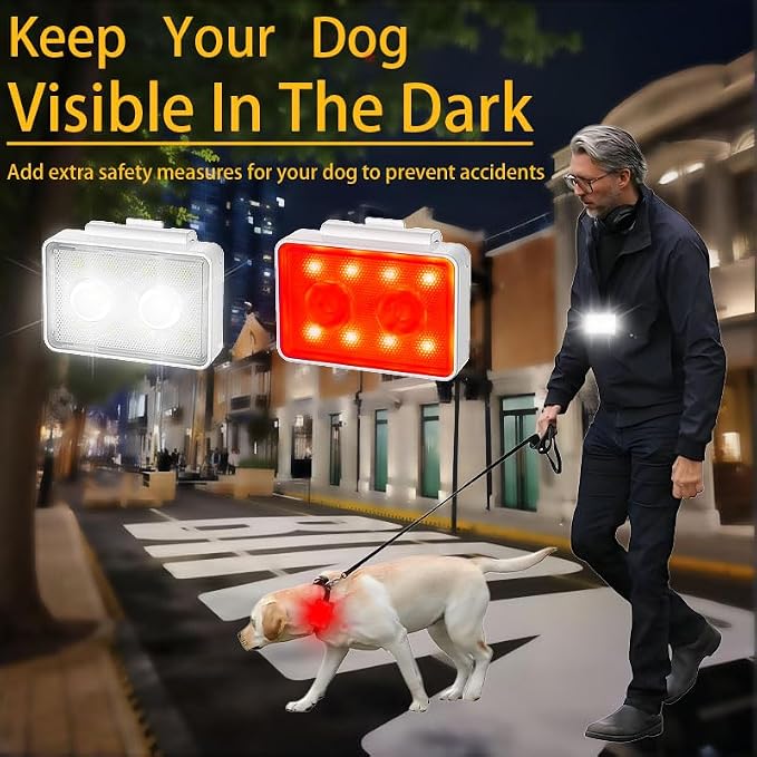 Rechargeable Dog Collar Lights, SUPPENGUIN 3+4 Modes Dog Lights Clip on for Night Walking, Night time, Portable, IP44 Waterproof (White, 2 Pack) - Image 7
