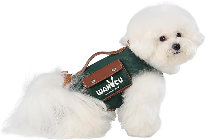 Wakytu Dog Lift Harness Dog Carrier Sling for Small Dogs & Cats,M | stylish puppy sling carrier with handle & pocket,adjustable leash,walking & travel by Petshome