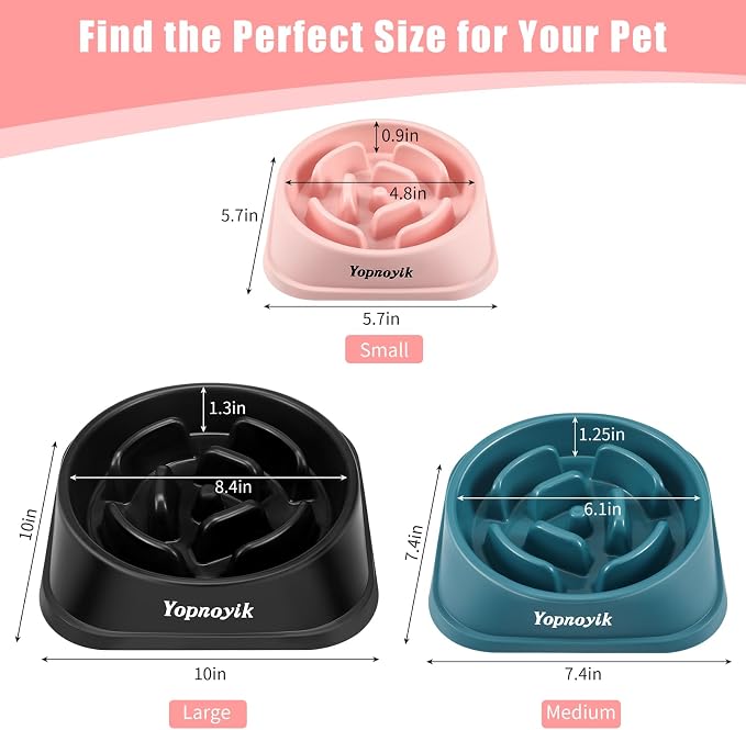 Slow Feeder Dog Bowls for Medium Dogs & Cats | Non-Slip Base, Anti-Choking Design, Reduces Bloating & Overeating, Easy to Clean, 1.5-2 Cups - Image 2