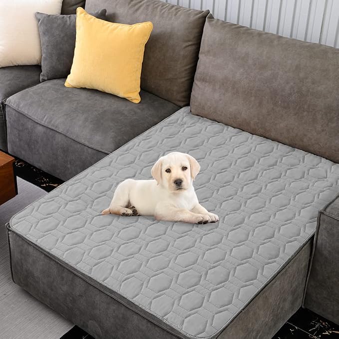 Tcksstex Waterproof and Non-Slip Dog Bed Cover and Pet Blanket Sofa Pet Bed Mat ，car Incontinence Mattress Protectors Furniture Couch Cover for Most Cats Dogs, Pets（82x102-Light Grey） - Image 7