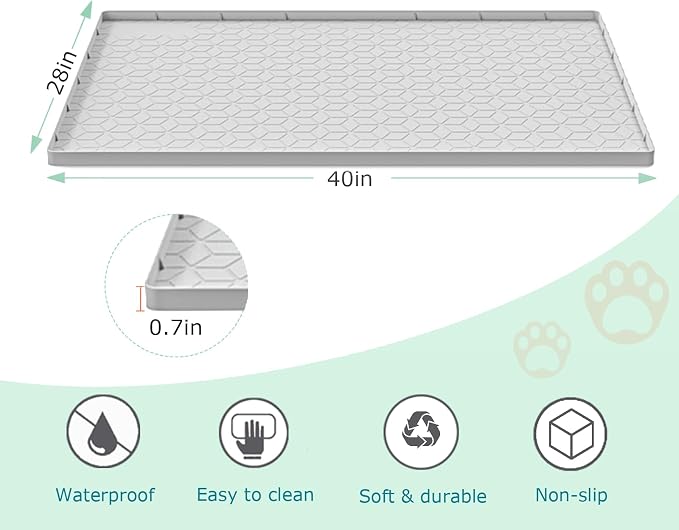 Cat Litter Mat for Litter Box, Silicone Large Cat Litter Trapping Mat - 40x28 in, Waterproof & Non-Slip, Durable & Easy Clean, Light Gray - Image 3