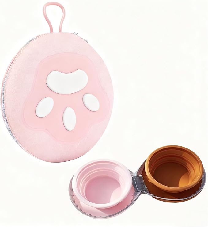 Zegcohjave Collapsible Dog Bowls, 2-in-1 Silicone Portable Dog Food and Water Bowl, Travel Pet Bowls for Dogs & Cats, Ideal for Camping, Hiking and Outdoor Adventures(Brown and pink) by Unknown