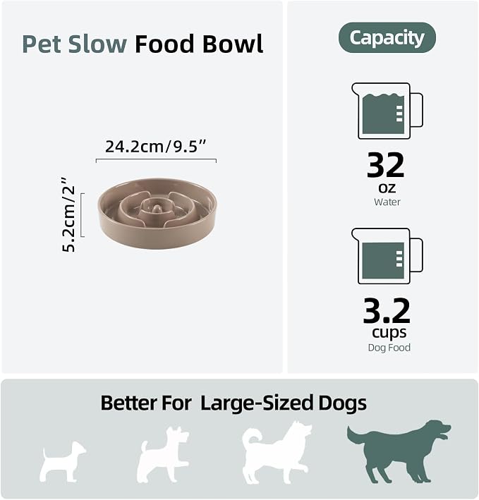 Havniva Dog Bowls Slow Feeder, Ceramic Slow Feeder Dog Bowls for Fast Eater | 3.2 Cups Dog Food Bowl Puzzle Feeder, Slow Feeding Bowls for Large Dogs, Non-Slip Base, Anti-Choking - Image 2