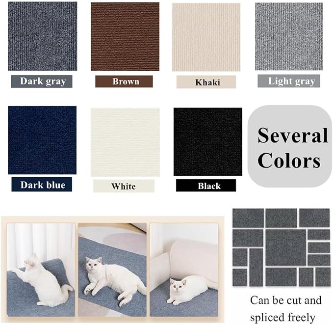 Cat Scratch Furniture Protector Mat DIY Cat Scratch Pad Self-Adhesive, Pet Scratching Post Cat Scratcher Carpet Anti Cat Scratch for Cat Tree/Door/Couch (White, 11.8 * 11.8 inch) - Image 5