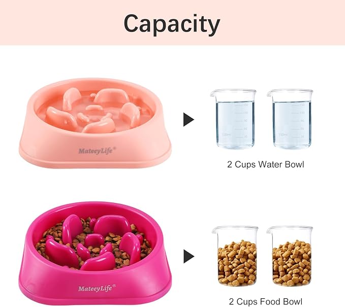 MateeyLife 2-Pack Slow Feeder Dog Bowls, 2 Cups, Dog Puzzle Feeder Bowl | Food-contact safe, dishwasher safe, non-slip base, maze design, for fast eaters, for dogs and cats, daily mealtimes - Image 5