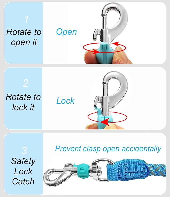 Reflective Dog Leash 2/3/4/6/10ft Braided 1/2" Strong Nylon Rope | 6FT Skyblue Dog Leash for Large Medium Small Dogs Walking Training Leads - Image 2