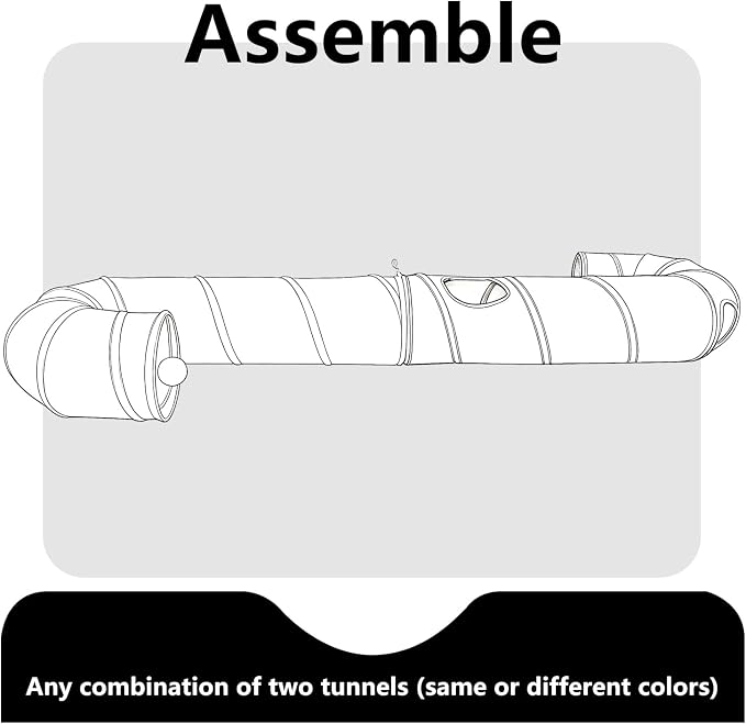 Cat Tunnel, 2-Way Collapsible Cat Tube with Interactive Peek-A-Boo Hole, Toy Ball, and Rope Ideal for Indoor Cats, Kittens, and Rabbits, Beige - Image 4