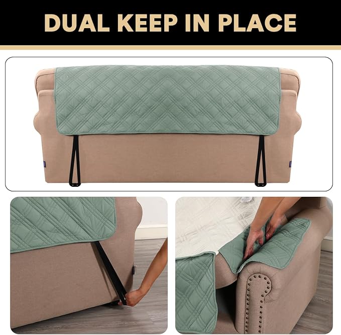 PrinceDeco 100% Waterproof Couch Cover for 3 Cushion Couch Sofa Pet Friendly Non-Slip Couch Cover for Dogs Washable Water Resistant Furniture Protector with Elastic Straps(Sofa 68", Lily Pad) - Image 5