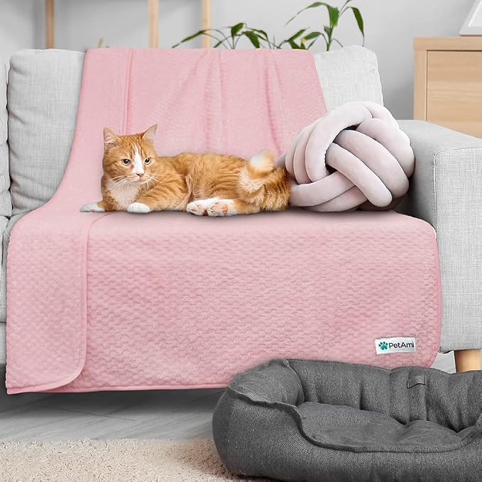 PetAmi Waterproof Dog Blanket, Leakproof Puppy Blanket, 40x60 Light Pink | For Medium Large Pets, Furniture Sofa Couch Cover Protector, Fleece Throw Indoor Cat Kitten, Reversible Washable Soft Plush - Image 6