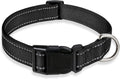 Reflective Dog Collar, Puppy Collar with Buckle Adjustable, Black XXS | Breathable Nylon Collars for Small Medium Large Dogs, No Chafing on Walks and Outdoor Hikes, Metal D-Ring, Night Safety by BOOMIBOO