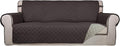 PureFit Reversible Quilted Sofa Cover Dog Couch Covers for Sofa, 66 in | Chocolate/Beige, Water Resistant Couch Protector, Washable Pet Couch Cover with Non Slip and Elastic Straps For Kids by PureFit