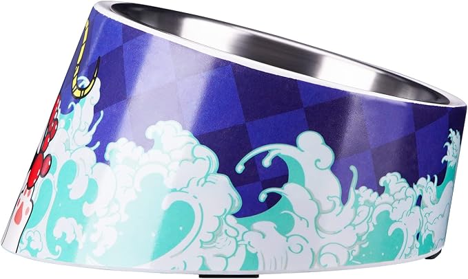 Super Design Mess Free 15° Slanted Bowl for Dogs and Cats, Tilted Angle Bulldog Bowl Pet Feeder, Non-Skid & Non-Spill, Easier to Reach Food | 15° Tilted, Anti-Vomit & Neck Relief, Non-Slip Base, Detachable Stainless Steel Liner, Dishwasher Safe, for Ca... by SUPERDESIGN