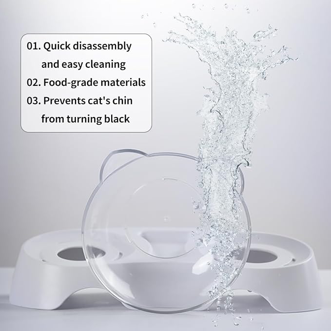 MILIFUN Cat Bowls, Cat Food Bowls Elevated Tilted, Anti Vomiting Kitty Bowl for Puppy and Bunny, Orthopedic for Indoor Cats. - Image 4