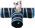 Pet Cat Tunnel, T-3 Way Tunnels for Indoor Cats, Collapsible Pet Tunnel for Kitten, Puppy, Rabbit, 25cm-Wide Tunnels, Durable & Breathable, with Peek Hole Toy Ball by Tamiplay