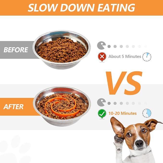 Slow Feeder Dog Bowls Insert, Animire Soft Silicone Slow Eating Dog Food Bowl for Small, Medium and Large Dogs, Compatible with Regular and Elevated Bowls - Image 2