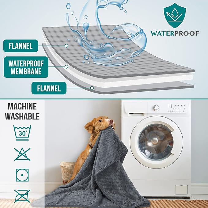 PetAmi Waterproof Dog Blanket, Leakproof Puppy Blanket, 40x60 Dark Gray | For Medium Large Pets, Furniture Sofa Couch Cover Protector, Fleece Throw Indoor Cat Kitten, Reversible Washable Soft Plush - Image 4