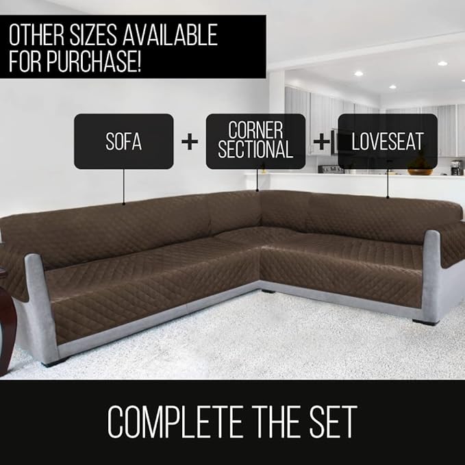 Sofa Shield® Couch Large Recliner Slip Cover with Strap, Latte Linen | Reversible Furniture Protector, Stain and Tear Resistant Cushion Cover, Machine Washable Slipcover for Pets, Cats 70 inch - Image 6