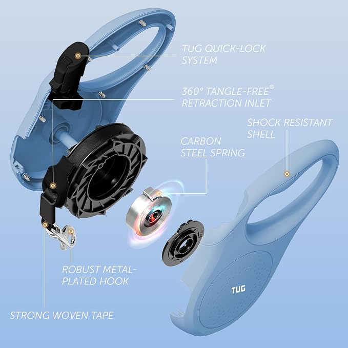 TUG Quest Retractable Dog Leash | 360° Tangle-Free | 16 ft Tape (L, Blue) - Image 4