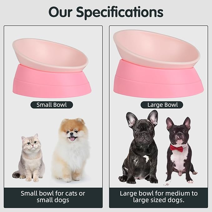 Bulldog Bowl Anti-Slip Dog Cat Dish Detachable Rubber Dog Bowl Pet Sterile Tilted Pet Feeder Slope Base - Image 5