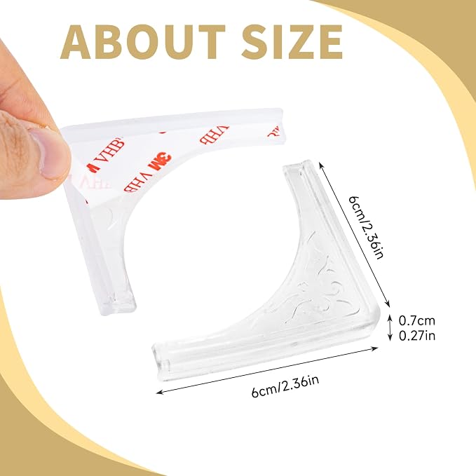4 Pcs Safety Soft Corner Protectors Guards,Table Corner Protectors Proof Corners and Edge Protectors for Furniture Bookcases Drawers (Transparent) - Image 2
