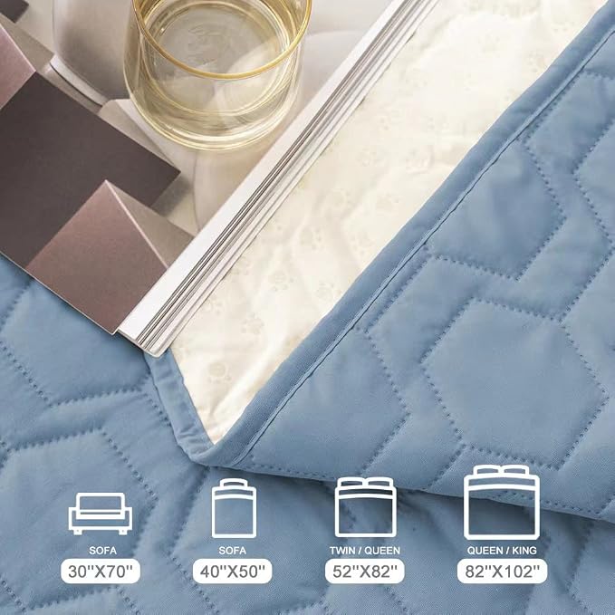 Tcksstex Waterproof and Anti-Slip Dog Bed Cover and Pet Blanket Sofa Pet Bed Mat car Incontinence Mattress Protectors Furniture Couch Cover for Most Cats Dogs, Pets（40x50-Stoneblue） - Image 6