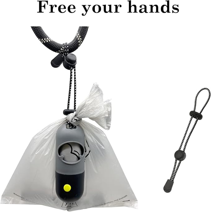 Dog Poop Bags Holder with LED Flashlight|Pet Waste Bags Dispenser for Leash|Doggie Potty Bags Container with Leak-proof Pet Trash Bags and Accessories (2 Holders 30 Bags, Grey and Black) - Image 5
