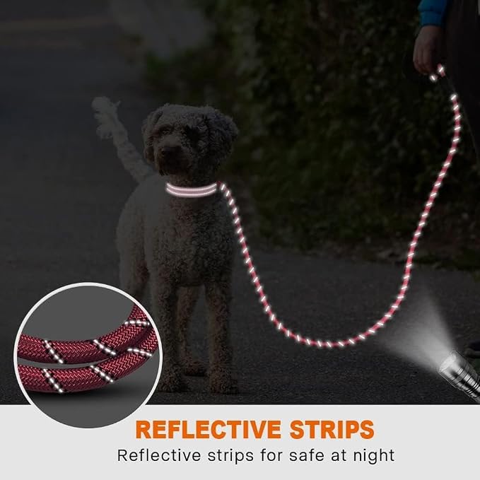 Taglory Rope Dog Leash for Small Medium Dogs, 5 FT Padded Handle, Pink | Made of Climbing Rope, Reflective for Night Walks and Training, Comfortable Grip, Anti-tangle Swivel Clip, 3/8 inch - Image 5