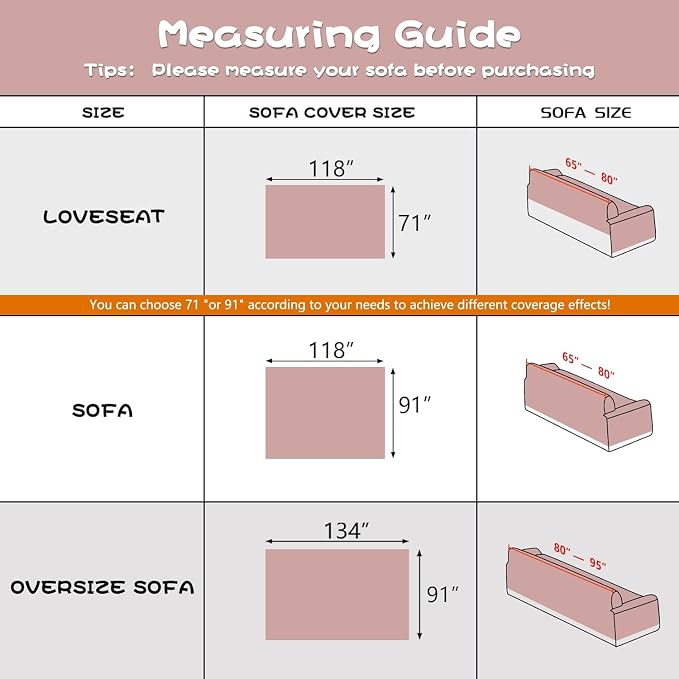 MEETSKY Couch Cover Washable for 2 Cushion Sofa, Cat Scratch Proof Furniture Protector Love Seat L Shape Couch Covers Soft Sectional Sofa Cover for Dogs Pets, 71" x 118", Pink - Image 3