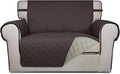 PureFit Reversible Quilted Sofa Cover Dog Couch Covers for Sofa, 28 in | Chocolate/Beige, Water Resistant Couch Protector, Washable Pet Couch Cover with Non Slip and Elastic Straps For Kids by PureFit