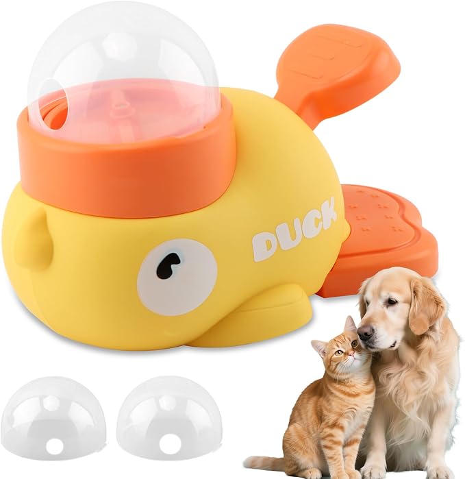 Duck Treat Dispenser for Dogs & Cats, Interactive Slow Feeder Puzzle Toy, IQ Training Enrichment Bowl, Small Animal Problem-Solving Game, Adjustable Outlet Pet Feeder by Unknown