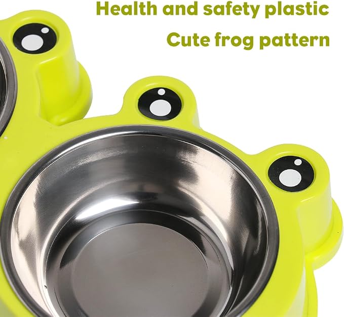 Stainless Steel Dog Cat Food and Water Bowls, Non-Slip Double Pet Feeder | Whisker Friendly Shallow Design, Dishwasher Safe, Cute Design, Easy to Clean, for Indoor Cats, Kittens, Small Dogs & Rabbits - Image 4