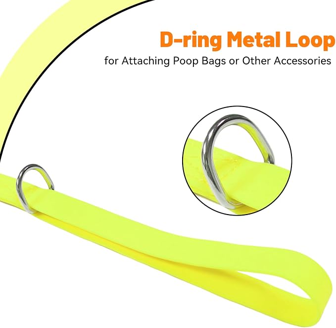 Waterproof Dog Leash, 5/6 FT Durable Odor-Proof Dog Leashes with Strong Metal Hooks Fits Small Medium or Large Dogs (Yellow, 6FT - 1 inch Width) - Image 3