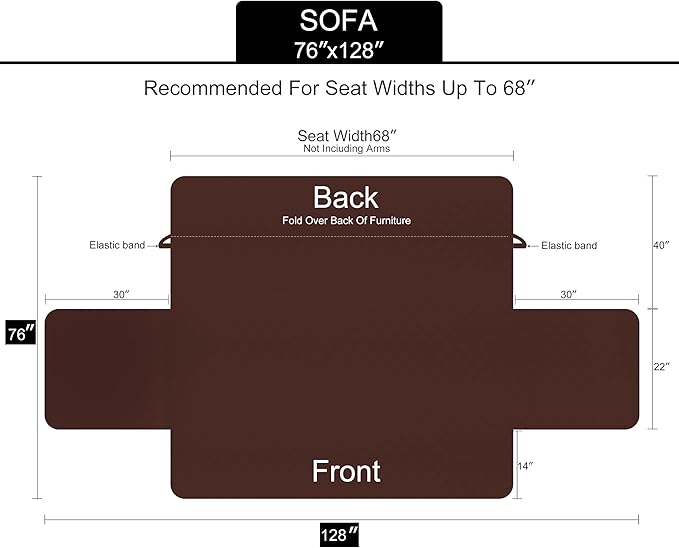 U-NICE HOME Reversible Couch Cover for Dogs, Greyish Green/Taupe | 68''Sofa Cover Washable, Pet Friendly, Elastic Straps, Water Repellent, Furniture Protector Mat for 3 Cushion Couch - Image 6