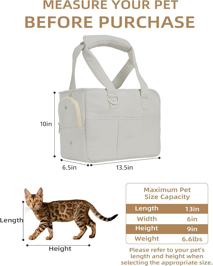 ONECUTE Dog Purse Carrier for Small Dogs Rabbit cat with Large Pockets, Cotton Bag, Dog Carrier Soft Sided, Collapsible Travel Puppy Carrier (Grey, 13.6" L x 6.5" W x 10" H) - Image 2