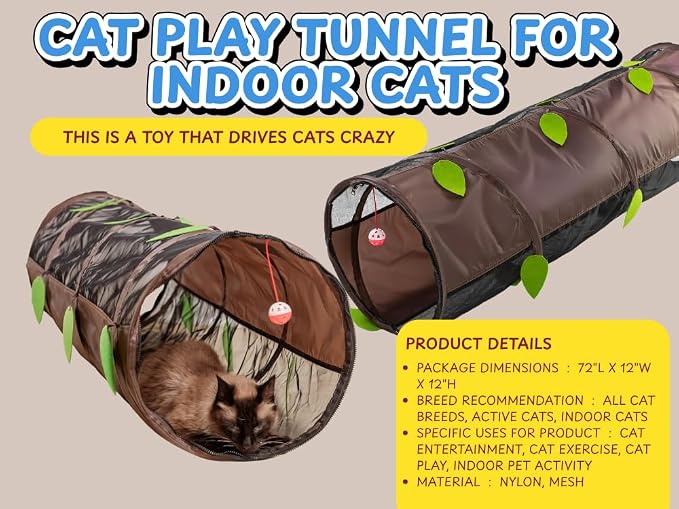48" Cat Tunnel Mesh Play House | Collapsible Design | Breathable Mesh | Indoor & Outdoor | Connects to Cat Tents - Image 3
