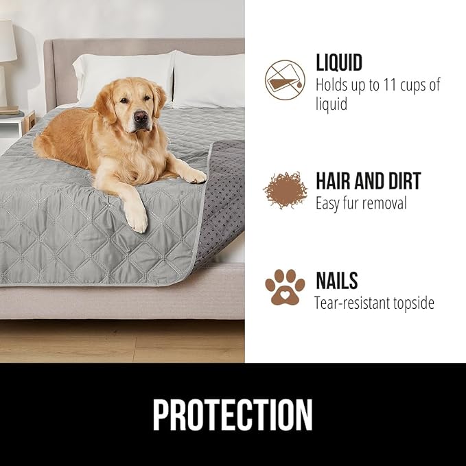 GORILLA GRIP® Waterproof Dog Blanket, Couch Cover for Dogs, 52x82 Gray | Silicone Grip Backing, Washable, Leakproof, Protects Sofa, Sectional, Bed, Crate, Car and RV, Senior Pet Essential - Image 5