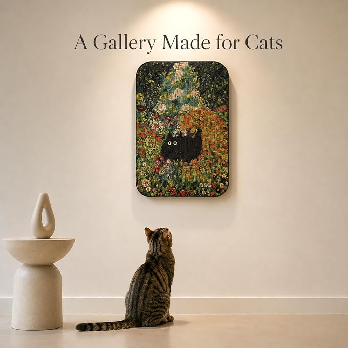 Cat Wall Scratcher, Art Cat Scratching Board for Indoor Cats | Wall Mounted Cat Scratch Pad, Water-Based Ink, Hook&Loop Strips, Floor or Wall Use, 16.7x11x1 Inch, Flower Garden - Image 6