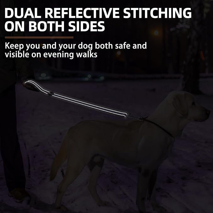 PUPTECK Reflective Short Dog Leashes 3 Pack for Walking and Training | Heavy Duty Clip with Soft Padded Handle for Medium Large Dogs Traffic Control - Image 6