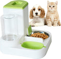 2 in 1 Automatic Cat Feeder & Water Dispenser,Gravity Pet Feeder Stainless Steel Food Water Bowl All-in-One Large Capacity Self Feeding for Cats Dogs Small Medium Pets(Green) by MUYG