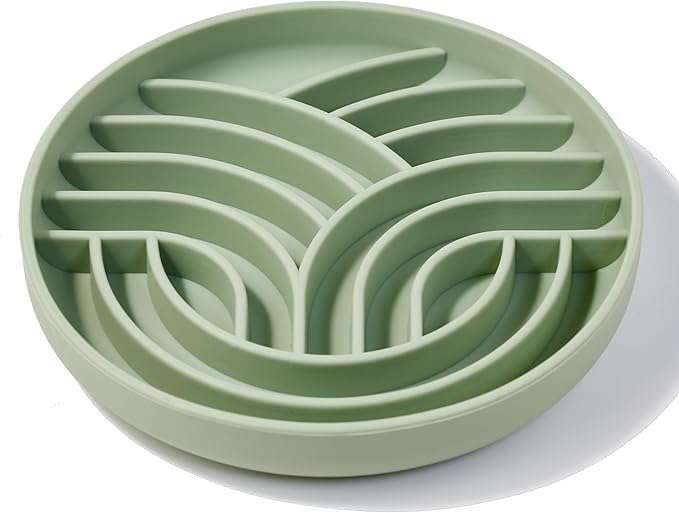 OHMO Slow Feeder Dog Bowl, 7.9" Lick Mat for Dogs, Tree of Life, Sage Green | Cat Slow Feeder Bowl, Anti Choking, Enrichment Toys, Easy Clean BPA-Free Silicone Feeding Bowl, Boredom and Anxiety Reducer by OHMO