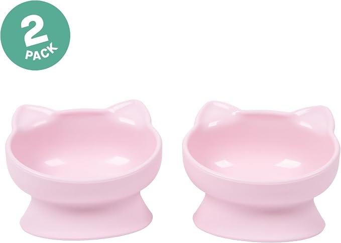 Kitty City Elevated Cat Bowls (Set of 2), Whisker-Friendly Raised Cat Food & Water Dishes, Modern Pedestal Design, Dishwasher Safe, 6.5 oz Each – Pink - Image 2