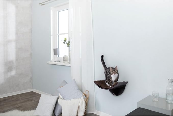 Trixie Lorena Cat Wall Mount Furniture - Elevated Cat Bed with Removable Pad, Raised Climbing Bed - Brown - Image 3